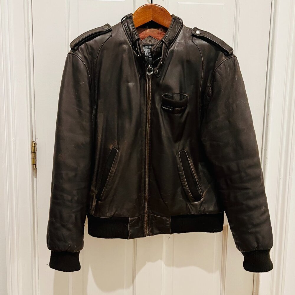 Vintage Distressed Members Only Leather Jacket Size 42 Large